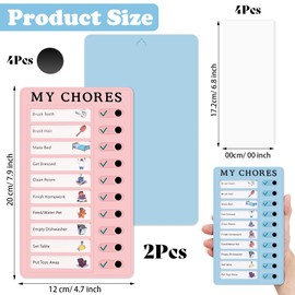 JOYSKY 2 Pcs Chore Chart for Kids Portable Chore Chart Memo Boards 4.7 x 7.8 IN, My Chores Checklist Board Message Board with 4 Replaceable Blank Paper To Do List for Home Trave Planning Reminder