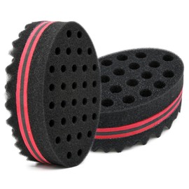 Hair Sponge Twist Brush, 2 Pcs Magic Twist Hair Sponge Men Afro Curl Brush Dread Wave Brushes for Curls Dreadlock Small & Big Holes