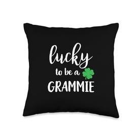 Lucky Grammie Grandma Green Shamrock St Patricks Day Throw Pillow