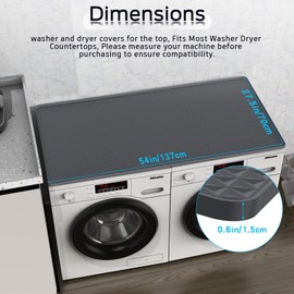 54" x 27.5" Washer and Dryer Covers for the Top，Waterproof and non-slip Washing Machine Cover，Applies to Kitchen、laundry room organization，Washer Dryer Countertop. (Gray)