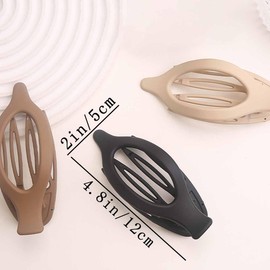 6 PCS Flat Hair Clips for Women Large Oval Hair Claw Clip French Matte Barrettes Curved Alligator Clips Non-slip Strong Hold Headdress Lay Down Hair Accessories for Thick Thin & Fine Hair （3 Colors）