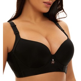 SEA BBOT Padded Push Up Bra for Women Seamless Underwire U Back Soft Everyday Bras Black 40B