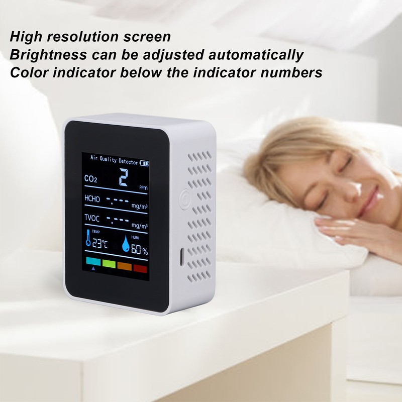 White Infrared CO2 Detector Realtime Reading Accurate Carbon Dioxide Temperature