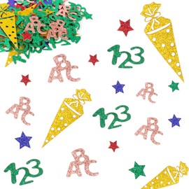 Aolso 100 Pcs Back to School Confetti Decorations, School Theme Glitter Paper Confetti, First Day of School Sequins Glitter Table Confetti, Color Mixing Paper Confetti for Welcome Back to School