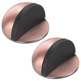 M METERXITY 2-Pack Floor Mounted Door Stops, Stainless Steel Half Dome Floor Gate Stopper with Plastic Rubber Bumper for Living Room/Bedroom/Bathroom, No Drilling Doorstop [Red Bronze]