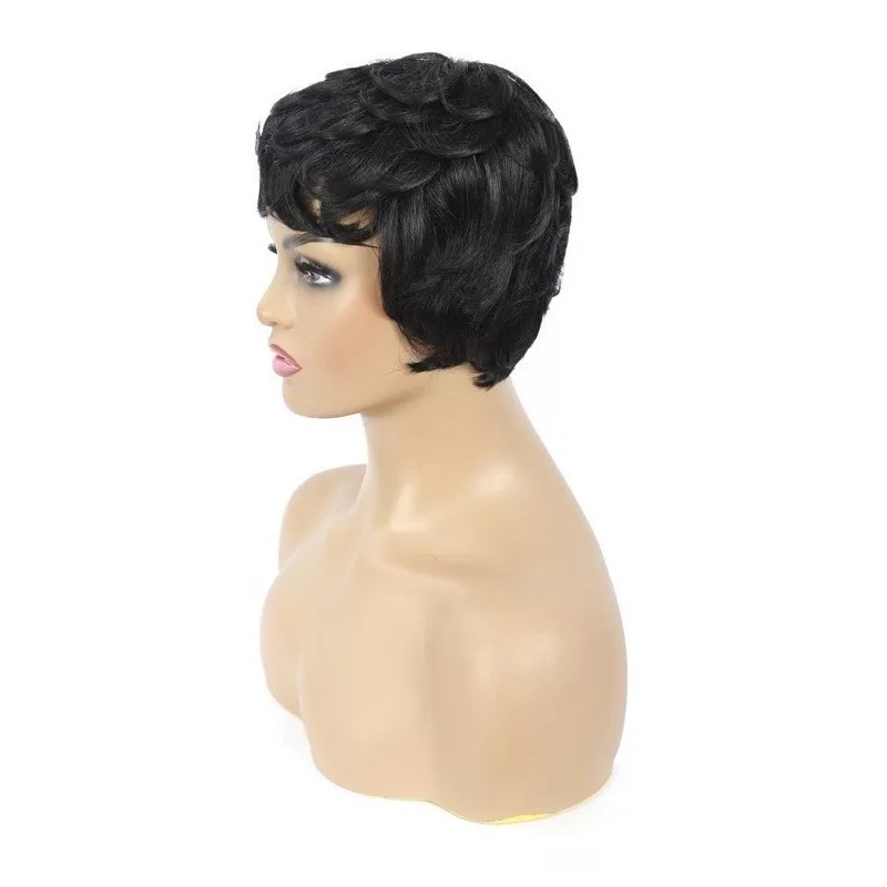 BM Peluca Greta Natural Premium Corta De Cabello Humano Negro