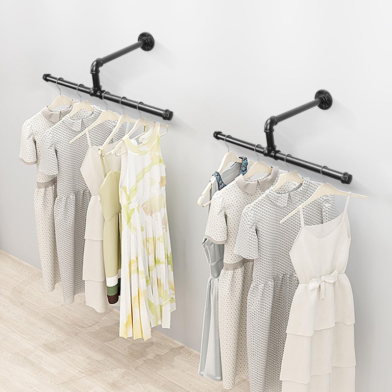 Jeasor Industrial Pipe Clothes Rack Floating DIY Wall Mounted, Heavy