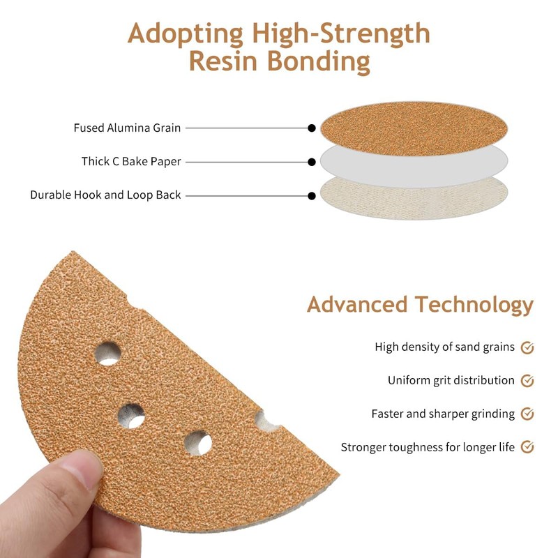 SUPBICCO 5 Inch 8 Hole Sanding Discs Hook and Loop,