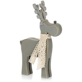 com-four® Christmas decoration - reindeer stand made of wood - reindeer figure as Christmas decoration - table decoration - window sill decoration (Gray)