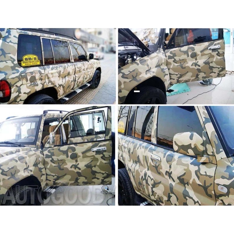 AUTOGOODY 96" x 60" Army Camo Camouflage Desert Vinyl Film