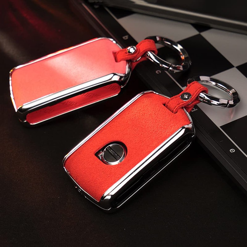 SANRILY Suede Leather Smart Key Fob Cover for Volvo XC90