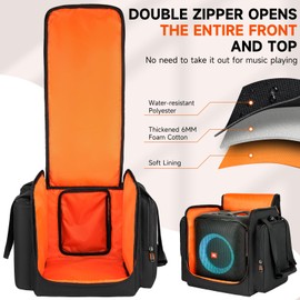 LEFORZ Carrying Case Travel Bag Compatible with JBL Partybox Encore Essential,Portable Speaker Tote Bag fits for Encore with Shoulder Strap & Extra Pockets for Microphone,Charger,Cable,Accessories(Black)