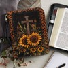 Wnbucioht Cross Sunflower Leopard Print Leather Study Bible Cover for