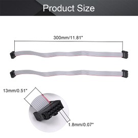 Fielect 2pcs IDC 10 Pin Connector Gray Wire Flat Ribbon Cable Connector Length 30cm 2.54mm Pitch