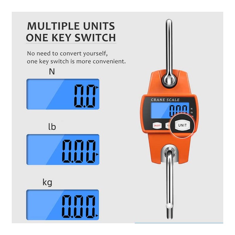 Electronic Hanging Weight Scale,LCD Digital Balance Hook Scale,kg/lb/N weighting Unit,
