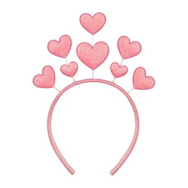 SeBneny SeBneny Glitter Heart Headband for Women Girls Valentine Heart Head Bopper Pink Love-shaped Hair Band Party Tiara Headband Valentine Hair Accessories (pink, 1 Count (Pack of 1))