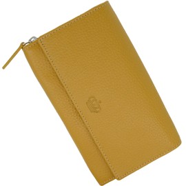 Baur Women's Genuine Leather Wallet with RFID Protection, Large Wallet, Many Card Slots, Wallet with Press Stud Closure, Women's Purses, Mustard yellow, Classic