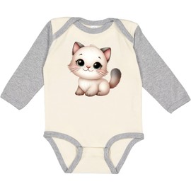 inktastic Baby Cat Long Sleeve Creeper 6 Months Natural and Heather 45a02