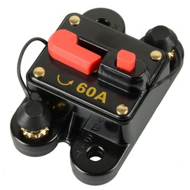 RKURCK Circuit Breaker 60A, Fuse Holder Trolling Motor Auto Car Marine Boat Bike Stereo Audio Inline Fuse Inverter Relays DC 12-24V (60A)