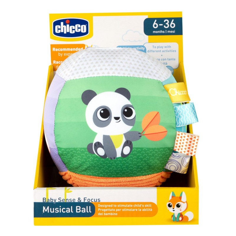 Chicco Soft Electronic Music Ball with Various Fabrics and Labels,