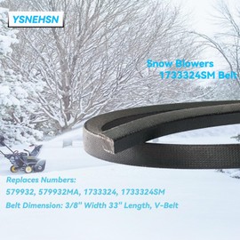 YSNEHSN 1733324SM 1733324 Snow Blower Auger Drive Belt Replacement for Murray Craftsman 579932 579932MA 420673 2-Stage Snow Blower Belt (3/8" x 33")