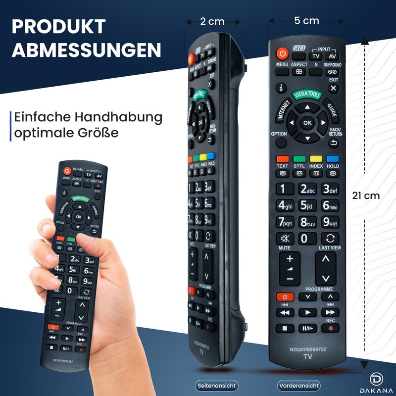 Dakana Remote Control for Panasonic Remote Control N2QAYB000752 Remote Control