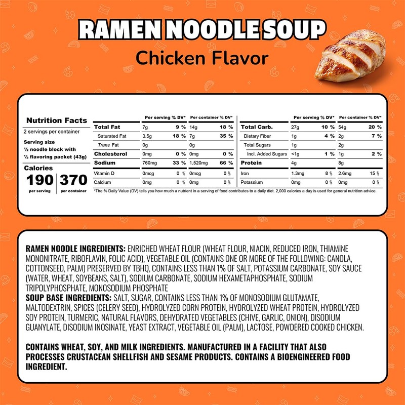 Maruchan Ramen Chicken, Instant Ramen Noodles, Ready to Eat Meals,