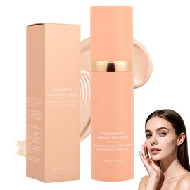 Base de Maquillaje 4 en 1, SPF 50, Base de Maquillaje Cobertura Edificable, Base Semimate, Base Impecable Ligera de Larga Duración, para Toda Piel, Resistente al Agua (A, 40G)