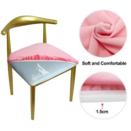 HuaLiSiJi Velvet Chair Cover, Round Seat Cover, Chair, Waterproof, Luxurious Fabric, Diameter 36-50 cm with a Soft Texture, Stretchy, Wrinkle-Free, Washable, Dustproof (1, Pink)