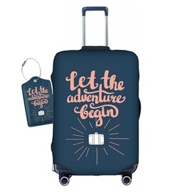 Vridoyt Let The Adventure Begin Luggage Cover Washable Suitcase Protector, Luggage Tag Travel Birthday Gifts For Men Women (L 26-28 Inch Luggage)