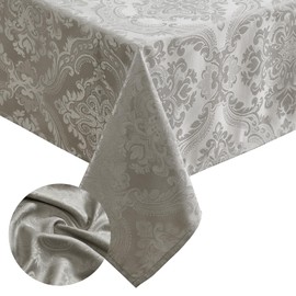 Elrene Home Fashions Caiden Elegance Damask Fabric Tablecloth, 60" x 120" Oblong/Rectangle, Silver
