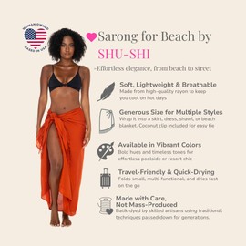 SHU-SHI Sarong Wraps for Women Beach Cover Up Skirt Swimsuit Wrap Pareo Coverups Moon Brick Orange