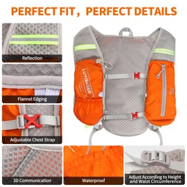 Desoto Hydration Pack Backpack, Running Backpacks, Lightweight Running Vest for Running, Hiking, Cycling, Climbing, Camping, Biking (Orange)