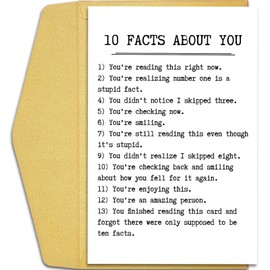 Qiliji Humorous Thinking of You Card, Just Because Card, Friendship Card for Men Women, Funny Birthday Card for Friend, Quote Card, 10 Facts About You Card, You're An Amazing Person