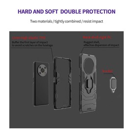 GOKEN Hülle für Honor Magic4 Lite + 2 Panzerglas, Schutzhülle TPU/PC Handyhülle mit 360 Grad Drehung Fingerring Ständer, Stoßfest Bumper Armor Case Hybrid Cover, Blau