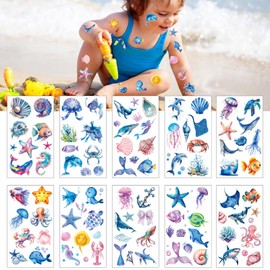 BSITSSS 20 Sheets Temporary Tattoos Sea Creatures, Ocean Fake Tattoos, Sea Life Underwater Tattoo for Sticking on for Boys Girls Ocean Birthday Party Gifts Party Bag Party Decoration
