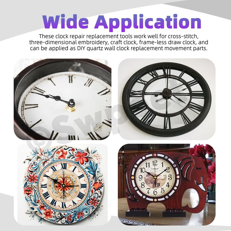 Swpeet 6Pcs 3 Sizes 13mm/20mm/28mm Clock Movement Mechanism Kit, 6
