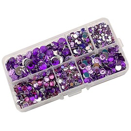 Summer-Ray 3mm to 10mm Purple Flat Back Rhinestone Collection In Storage Box
