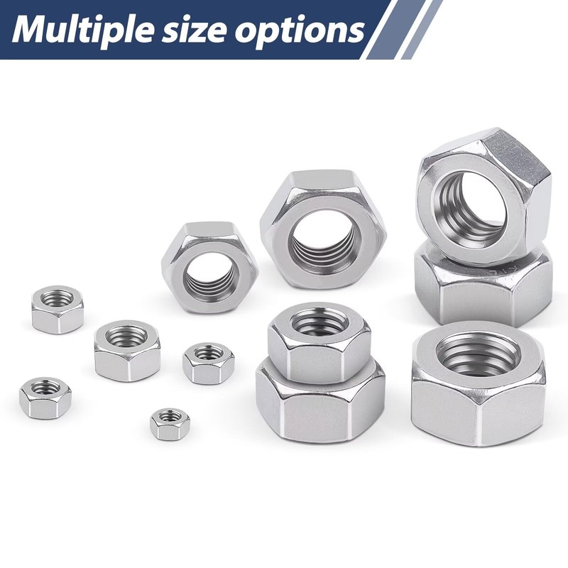 M5 (5mm) Steel Hex Nuts 100 Pcs, Leryati Hex Full