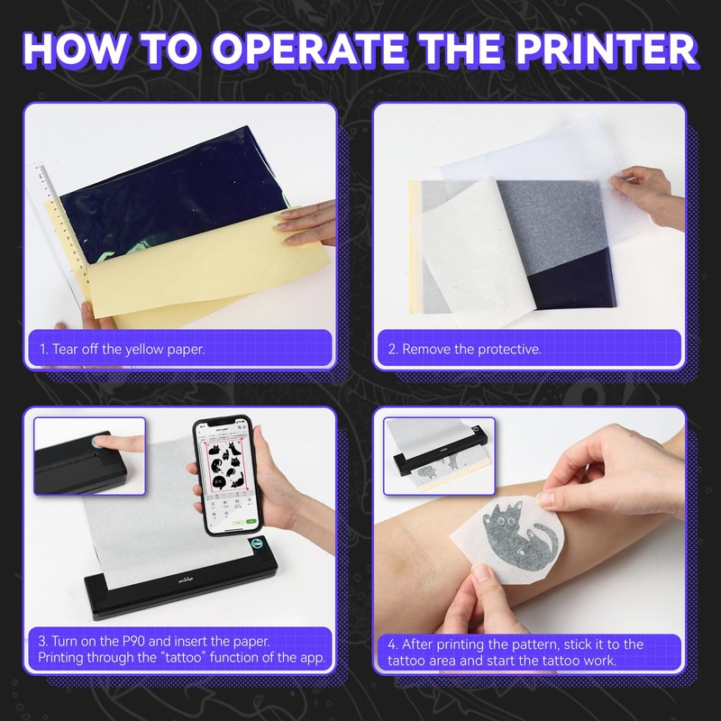 PeriPage P90 Wireless Tattoo Stencil Printer, Thermal Tattoo Machine with