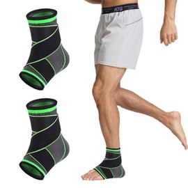 liuchanghe Pack of 2 Ankle Brace Adjustable Ankle Brace Bandage Ankle Brace for Sports such as Football, Fitness or Running, L