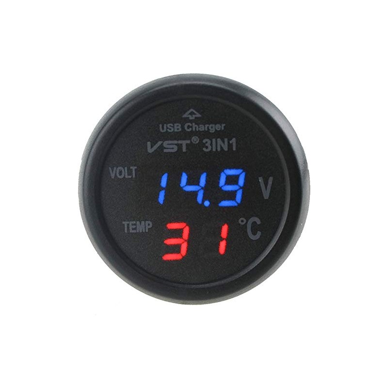 Origin VST31ORG Compact Car Voltage Thermometer USB Charging Compatible with