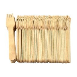 100pcs Wooden Cutlery Forks Size: Approx. 6.2 x 1.1 inches (157 x 28 mm), Disposable Cutlery