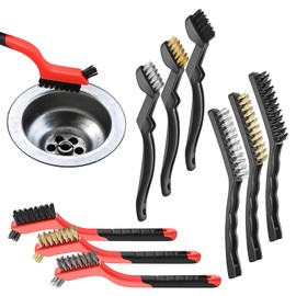 9-Piece Wire Brush Set for Detailed Cleaning - Includes Brass, Copper, Stainless Steel, and Nylon Bristles for Metal, Wood, Stove, Sink, Rust & Welding Slag Removal