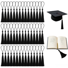 Bookmark Tassels, 100 Pcs Black Silky Floss Bookmark Tassels, Mini Tassel Bullk with Loops for DIY Crafts Book Mark Graduation Cap Dress Accessory Earring Jewelry Keychain Making Decorations Supplies
