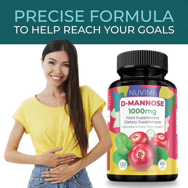 D Mannose 120 Capsules, 1000 mg per Dose, Promotes Urinary