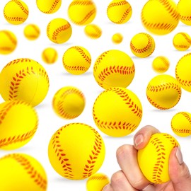 36 Pieces Mini Softball Stress Ball Foam Sports Balls Party Favor Tiny Baseball Toys for Stress Relief, Party Bag Gift Fillers, School Carnival Reward, Ball Games(Yellow)