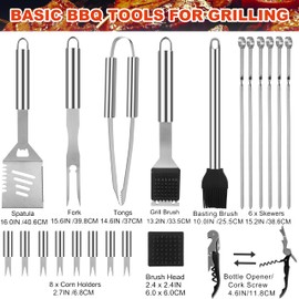 grilljoy Grilljoy 22-Piece Stainless Steel BBQ Grill Tools Set with Black Aluminum Case - Premium Outdoor Cooking Accessories & Grilling Gifts for Men, Dad, BBQ Enthusiasts - Perfect Valentine's Day Gift
