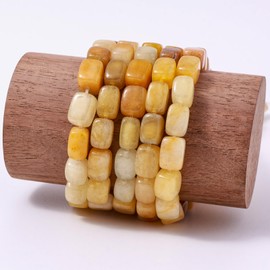 Natural Large Yellow Jade Cube Stone Beads 8x11mm 38cm/str Loose Semi Gemstone Stone Square Beads for Making Bracelets Necklace