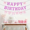 Pink Bow Happy Birthday Decoration, Coquette Glitter Hanging Birthday Banner